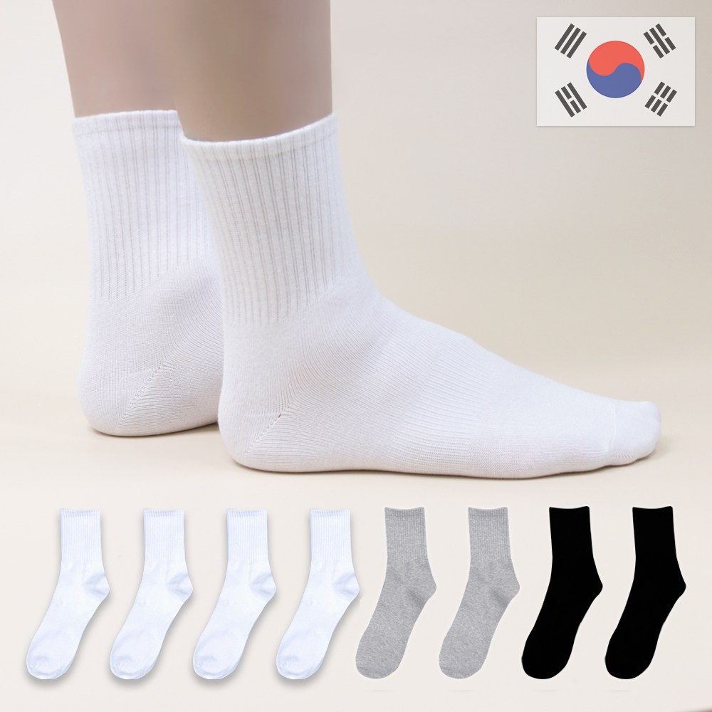 비바슈슈 남성용 쫀쫀하고 목이 긴 무지 중목 양말 8켤레 14,990원