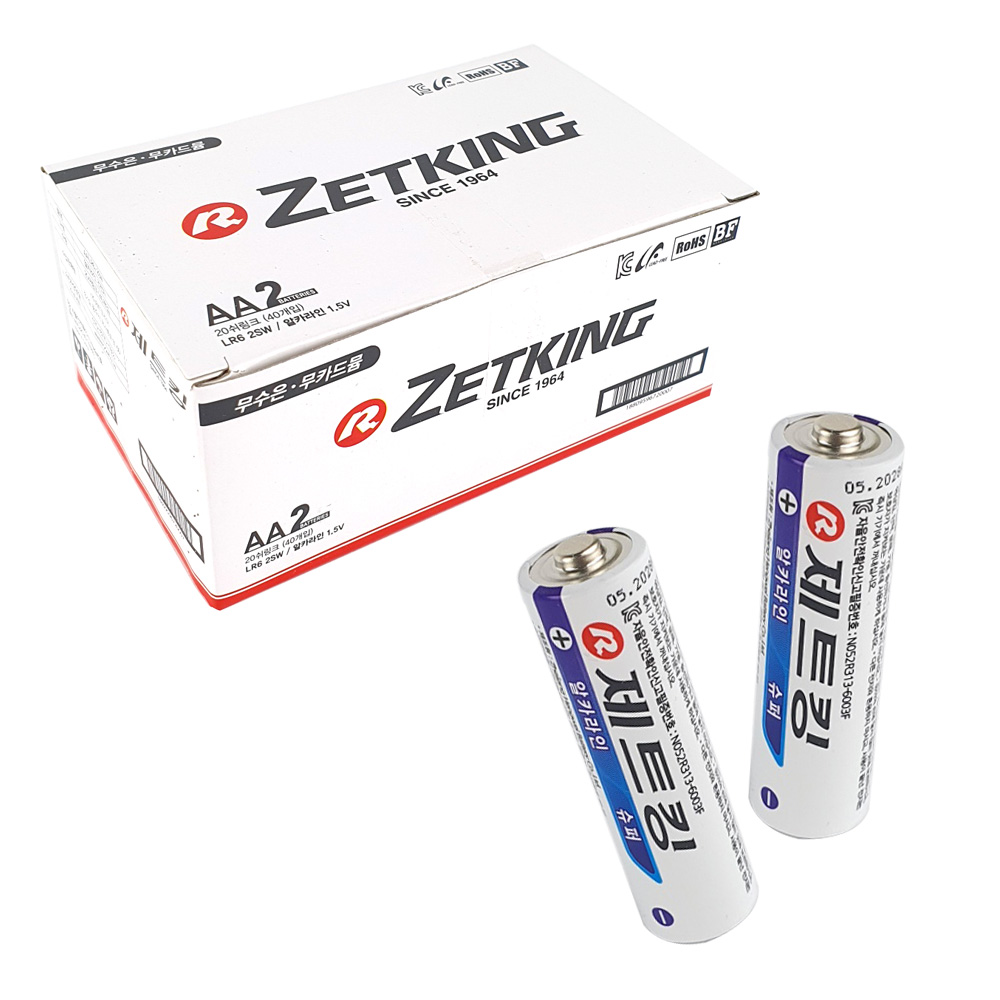 제트킹 알카라인 건전지 AA건전지 AA배터리 1.5V, 10개, 2개입 6,000원