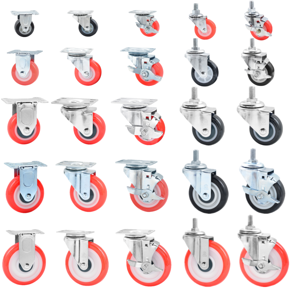 우레탄 바퀴 1인치 2인치 3인치 4인치 5인치 캐스터 경량 경하중 고정 회전 브레이크 스토퍼 소형 볼트형 작업대 대차 구루마 구르마 카트 가정용 시장용 밀차 끌차 엘카 1,600원