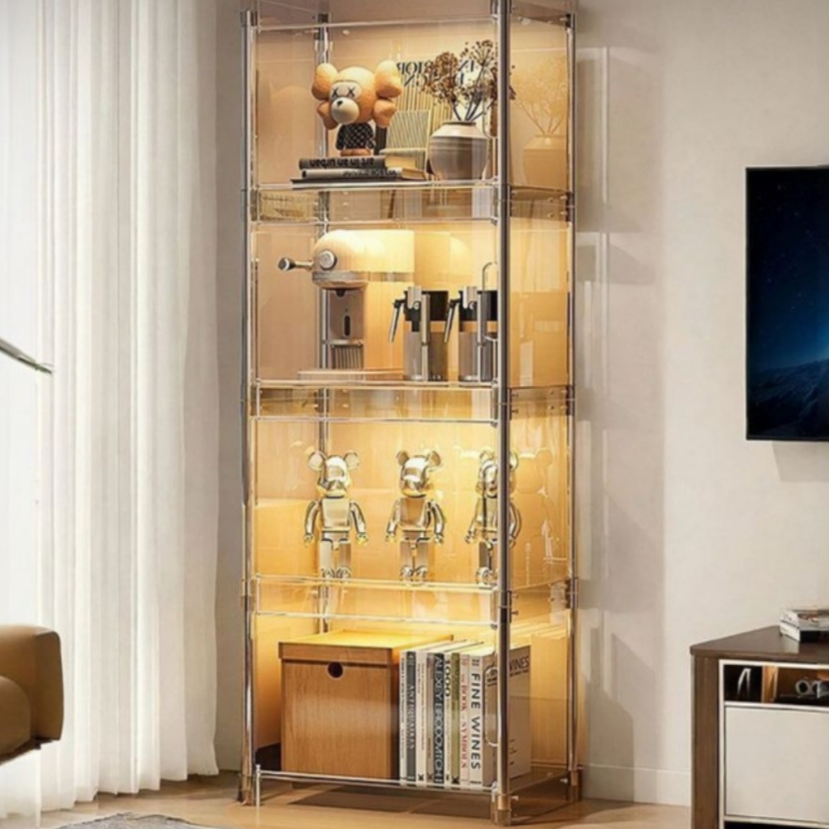 ClariBox 아크릴 피규어 진열장 인형 조명 보관함 LED 리모컨 쇼케이스 전시장 소형 대형, 1개 219,000원