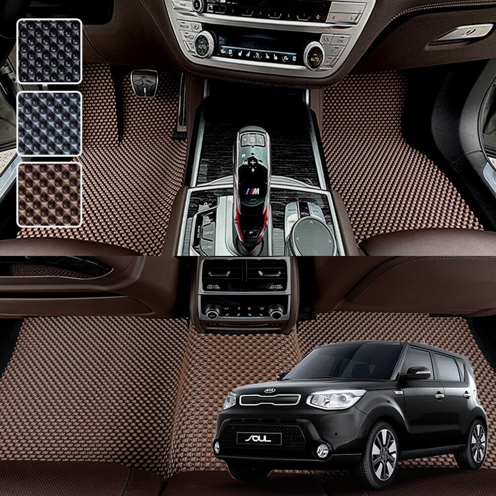 쏘울 전용 3D 엠보싱 차세대 고무매트 1열2열 세트, 블랙, 138 올뉴 더뉴쏘울 59,000원