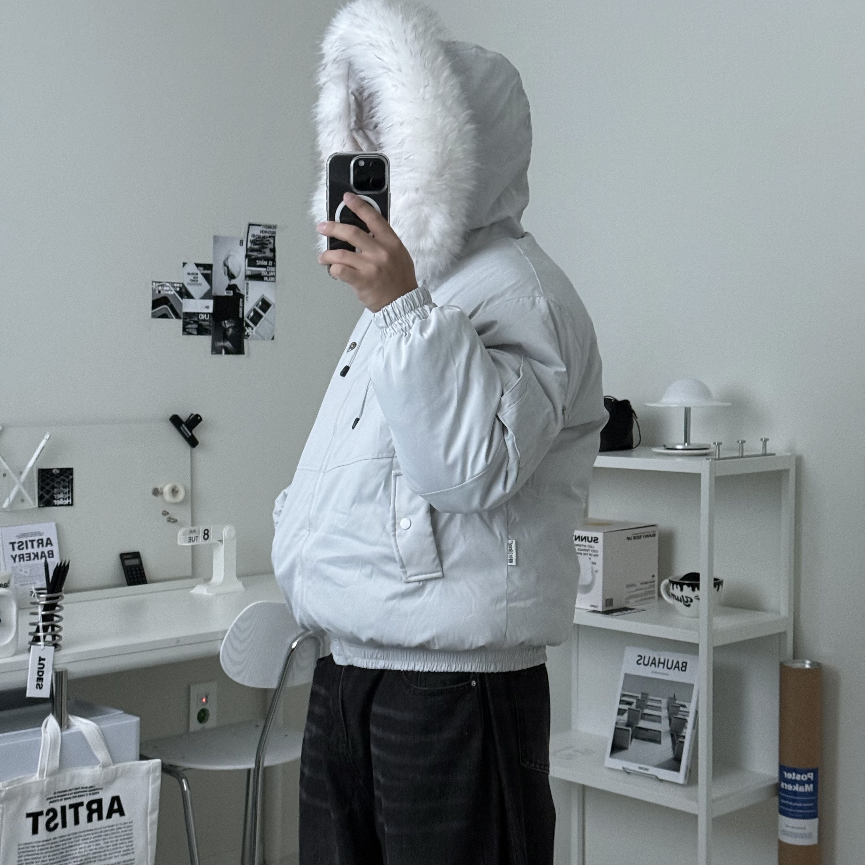 르위 탈부착 후드 항공점퍼 털모자 퍼자켓 오버핏 겨울아우터 35,000원