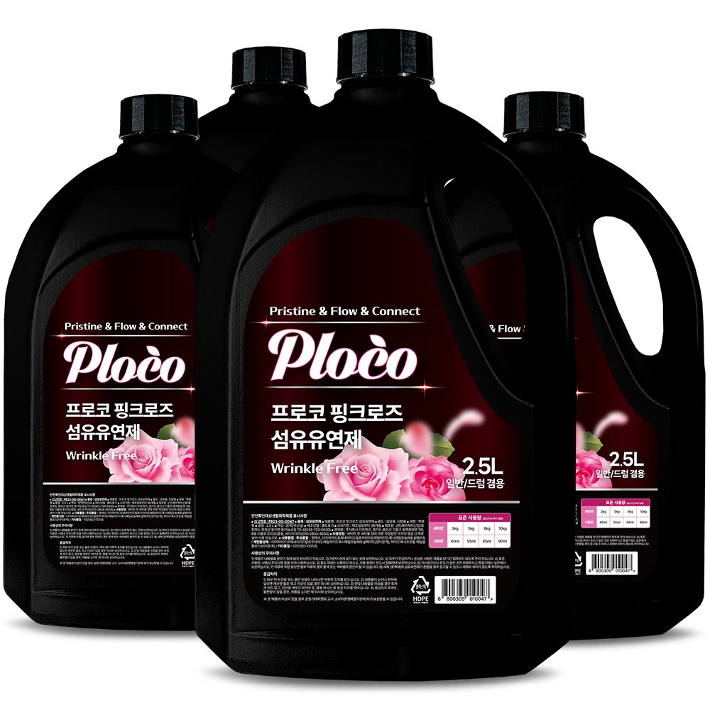 프로코 실내건조 핑크로즈 섬유유연제, 4개, 2.5L 12,900원