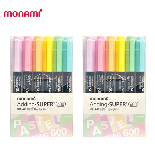 모나미 에딩슈퍼 형광펜 600 파스텔 6색 X 2개묶음, 현재가 7,700원