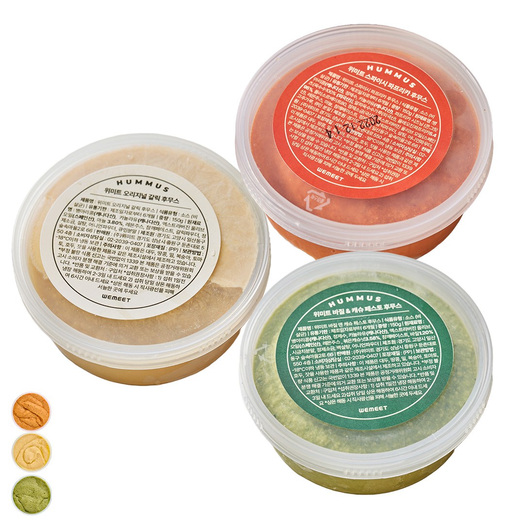 위미트 단백질 스프레드 후무스 3종 세트, 6개, 150g 31,100원