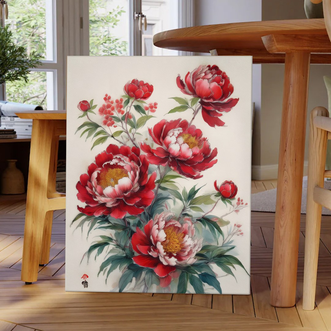 풍수 동양화 부귀화 모란꽃 인테리어 캔버스 그림액자 9종 집들이 개업선물 금전운 돈들어오는그림, 01.화개부귀홍목단화 19,900원