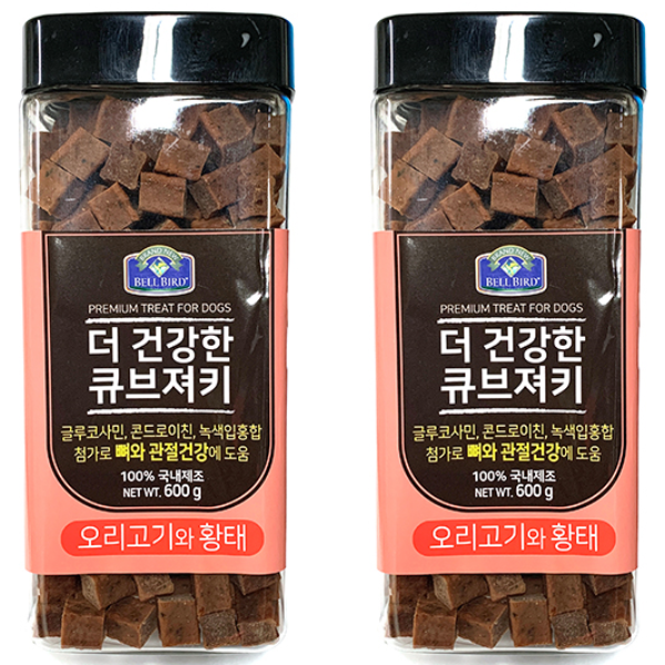 벨버드 강아지 더 건강한 큐브 져키, 오리고기 + 황태 혼합맛, 600g, 2개 31,750원