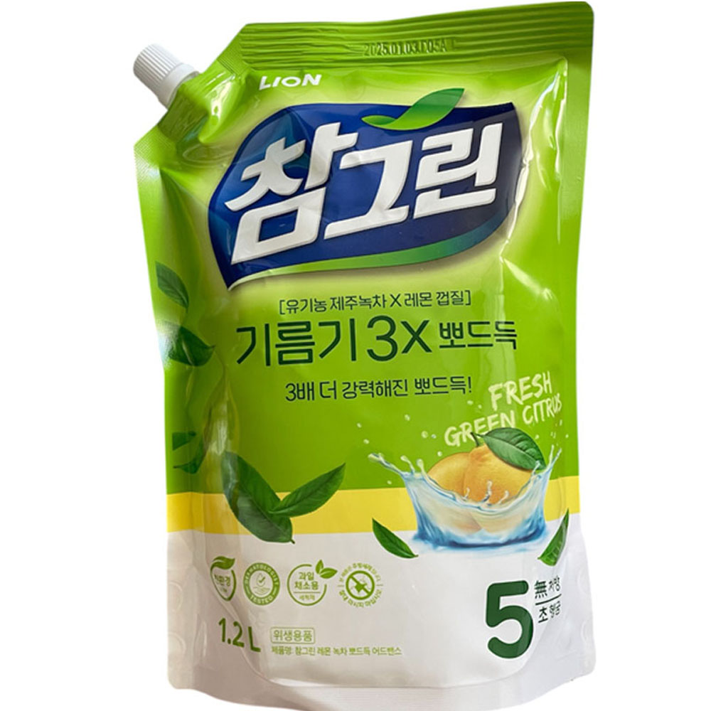 참그린 유기농 제주녹차 레몬껍질 기름기 3X 뽀드득 주방세제 1.2L, 1.2L, 10개 40,500원