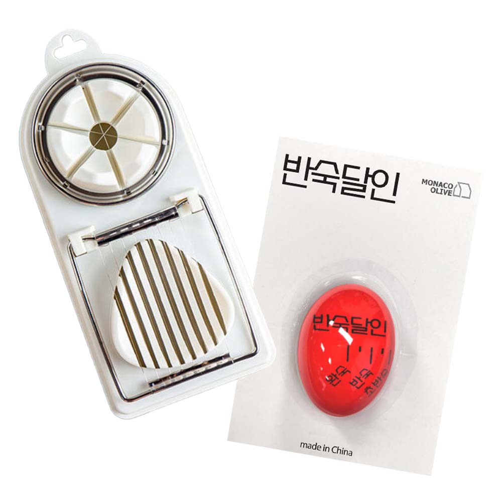 모나코올리브 계란삶기 에그타이머 반숙달인 + 듀얼 슬라이스 에그커터 세트 5,900원