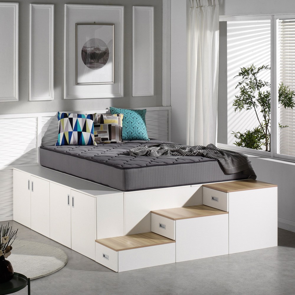 마티노가구 스텝스 평상형 수납 계단 침대, 프레임(책상&추가수납 제외) 매트리스 별도 560,000원