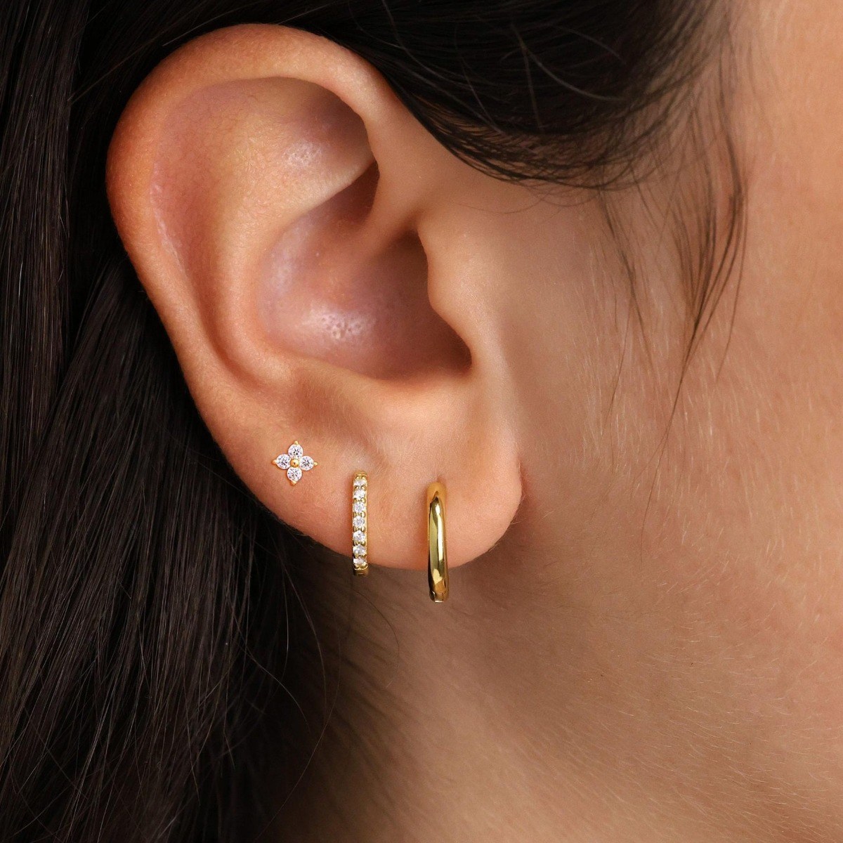 [NXNA]18K 정교한 디자인 원터치 링 귀걸이 데일리 심플하다 여성 악세사리, 골드3쌍 HANCXF-ED001 도금 39,000원