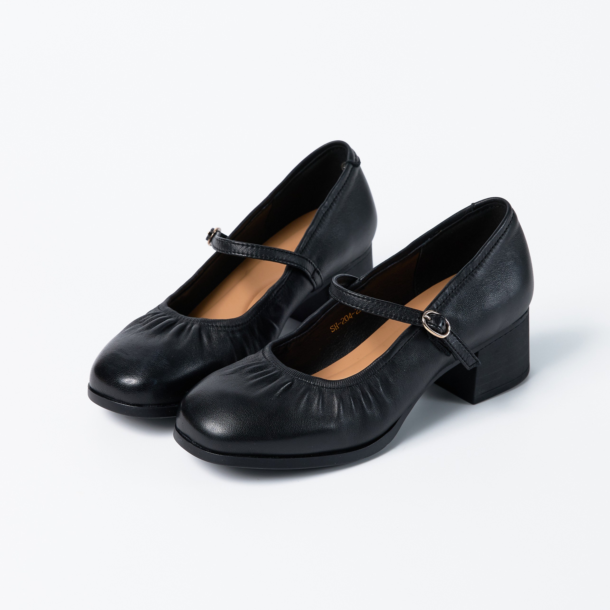 슈리오 여성 양가죽 셔링 메리제인 펌프스 구두 5cm 69,800원