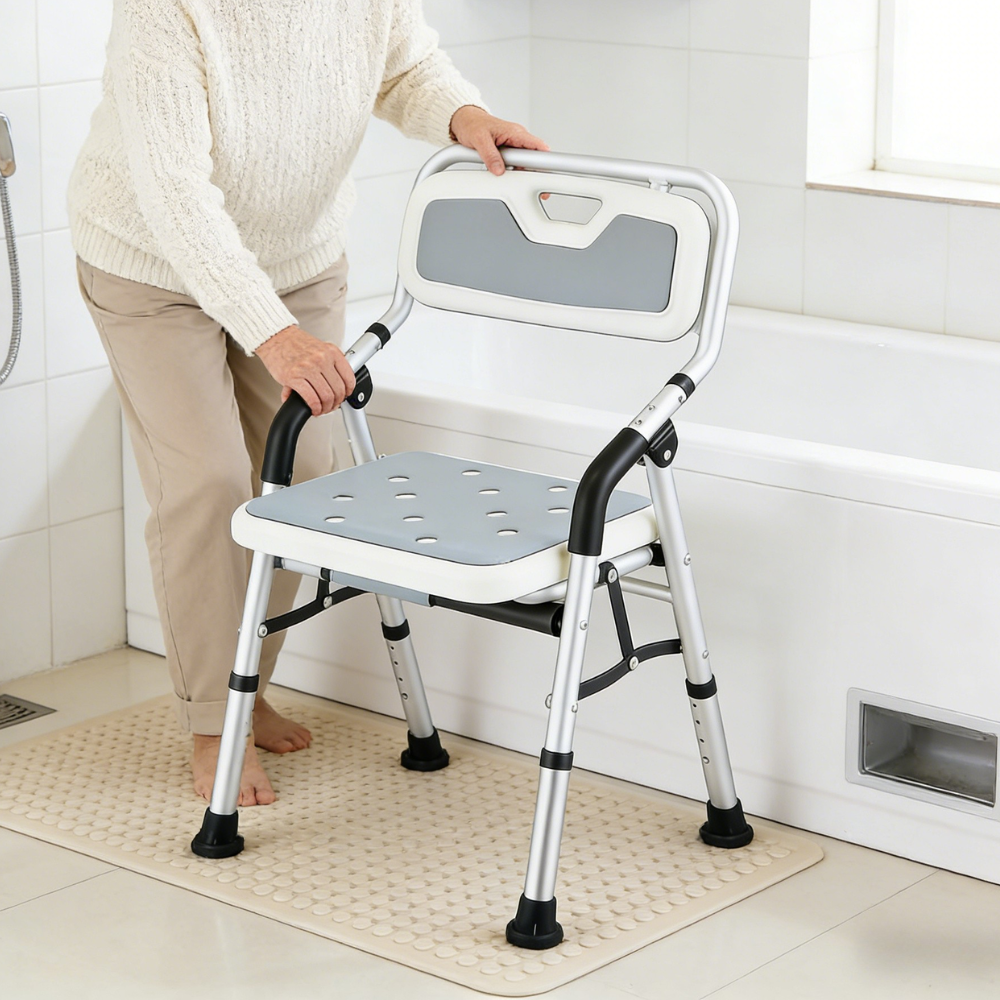 노인 임산부 장애인용 접이식 목욕의자 4단계 높이조절 미끄럼방지 안전 욕실의자, 회색 85,000원
