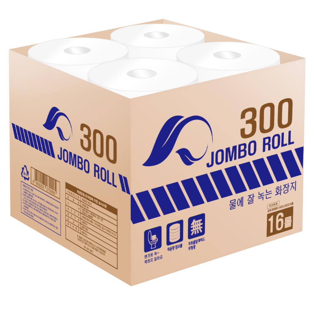 한아름산업 무형광 2겹 점보롤 화장지 300m X 16롤, 16개입, 1개 48,000원