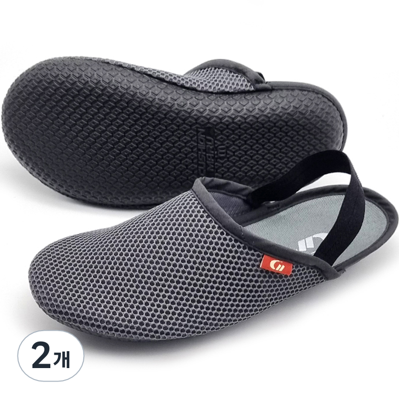 쿠션마루 메쉬원단 밴드형 쿠션 실내화, 그레이, 2개 27,600원