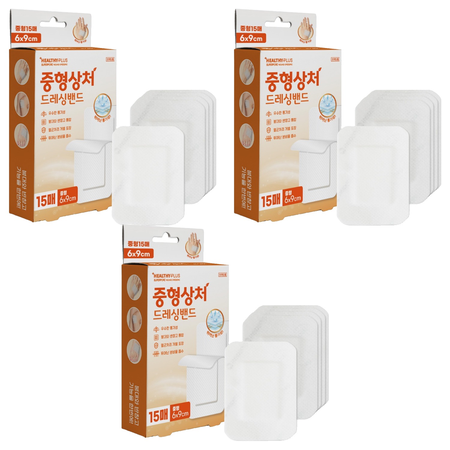 밴드골드 헬씨플러스 중형상처 드레싱밴드, 15개입, 3개 9,300원