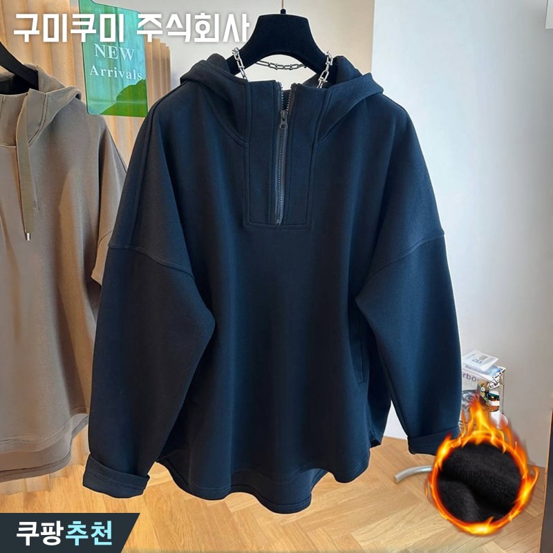 150kg까지 날씬해보이는 핏 멋지군 여성 빅사이즈 집업 무지 심플 BF 후드티 긴팔 티셔츠 가을 / 겨울 얇은 / 기모 후드 솔리드 큰옷 여성의류 베이직 박스 여자 맨투맨 티 21,900원