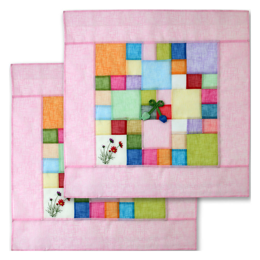 해피툴 꽃자수 모시조각 사각 밥상보 핑크 11,100원