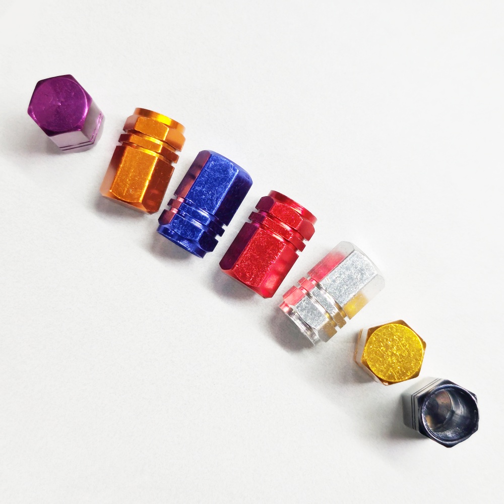 타이어에어캡 마개 육각 알루미늄 공기마개 타이어밸브캡 에어캡 공기주입구 벨브캡 차량용 자동차 타이어 밸브, 오렌지, 1개 490원