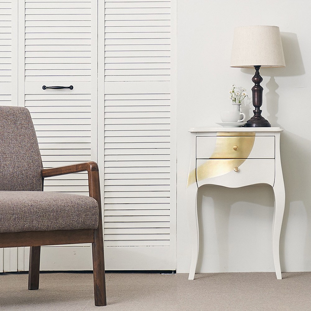 [리뷰이벤트] 유캐슬 피에르 골드엣지 엔틱 원목 협탁 콘솔 사이드 테이블_착불배송, 아이보리 189,000원