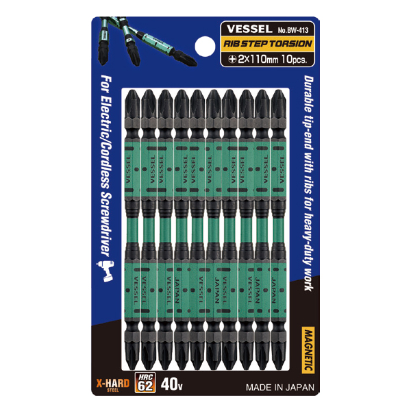 베셀비트 BW-413 PH2 십자 110mm 리브 토션 드라이버 비트 10개입 세트 29,530원