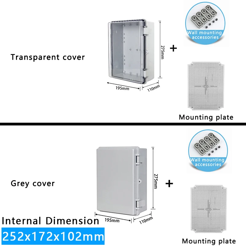 Abs Pc 경첩 플라스틱 회색 투명 커버 하우징 전원 전기 정션 방수 야외 분배 IP66 28,700원