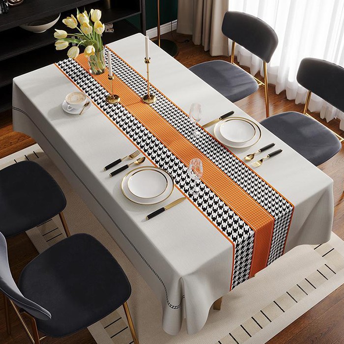 자칠 방수 방유 내열 세탁 불필요 PVC 소재 심플한 디자인의 식탁보 테이블보, 1개, 140*220cm, 베이지 하운드투스 16,400원