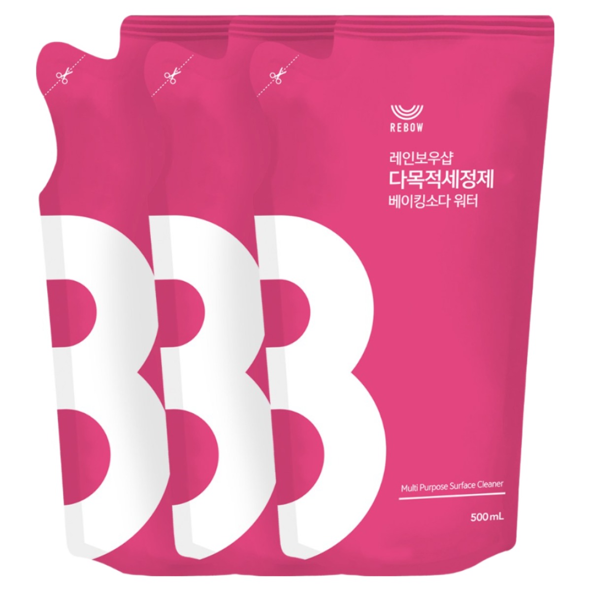 리보우 다목적세정제 베이킹소다 워터 리필 3개, 1세트, 1.5L 10,700원