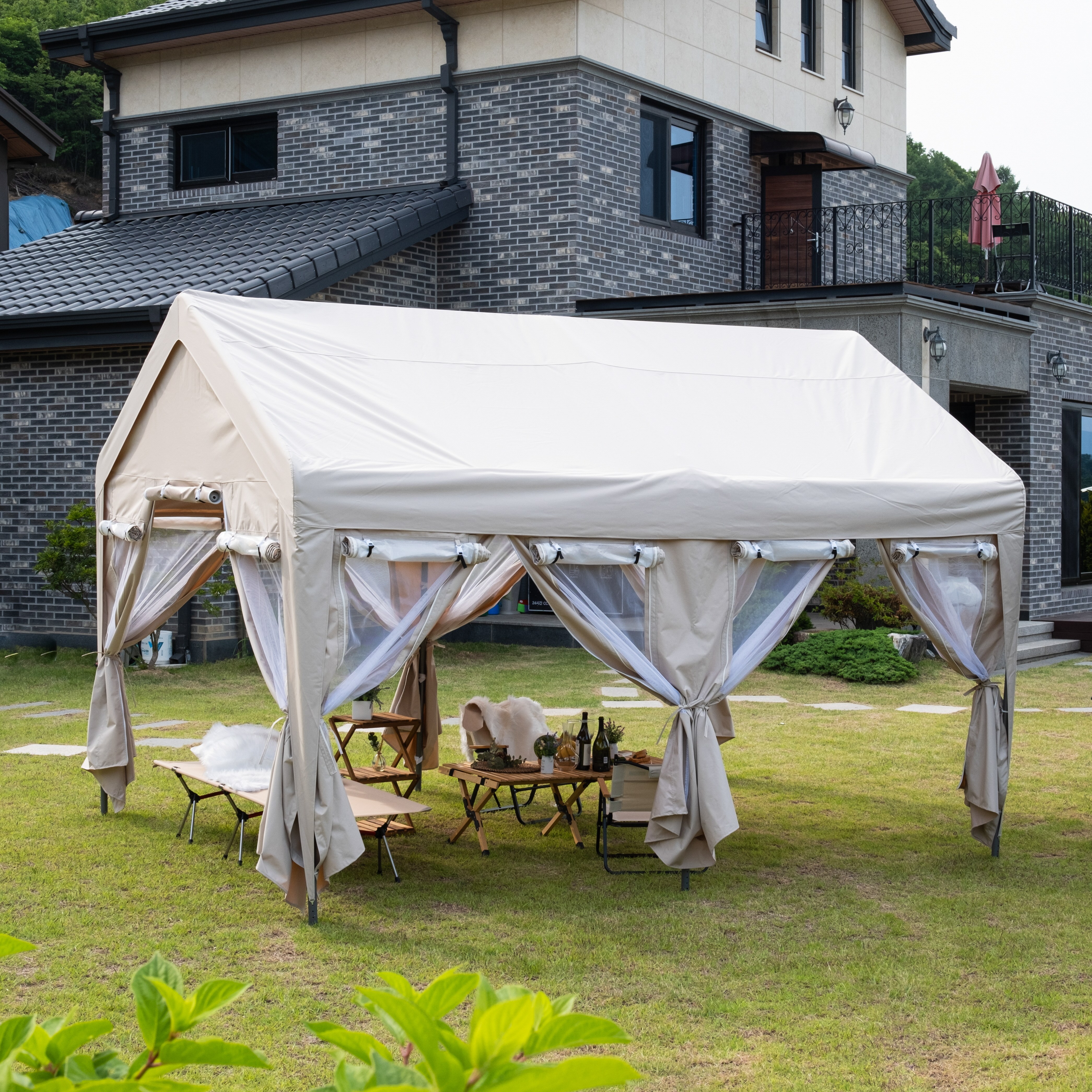 심플앤 옥스포드 캐노피 대형 천막 몽골 텐트 가제보 장박 테라스 옥상 창고 캠핑, 아이보리 392,000원