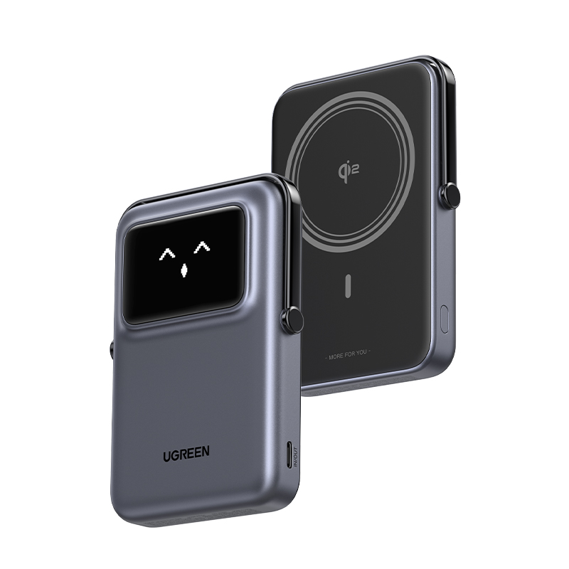 UGREEN 유그린 Uno Qi2 15W 10000mA 보조배터리 맥세이프 보조배터리 PD 20W 고속충전 보조배터리 핸드폰거치대 아이폰 12-16 호환 c타입 이모티콘 표시 64,900원