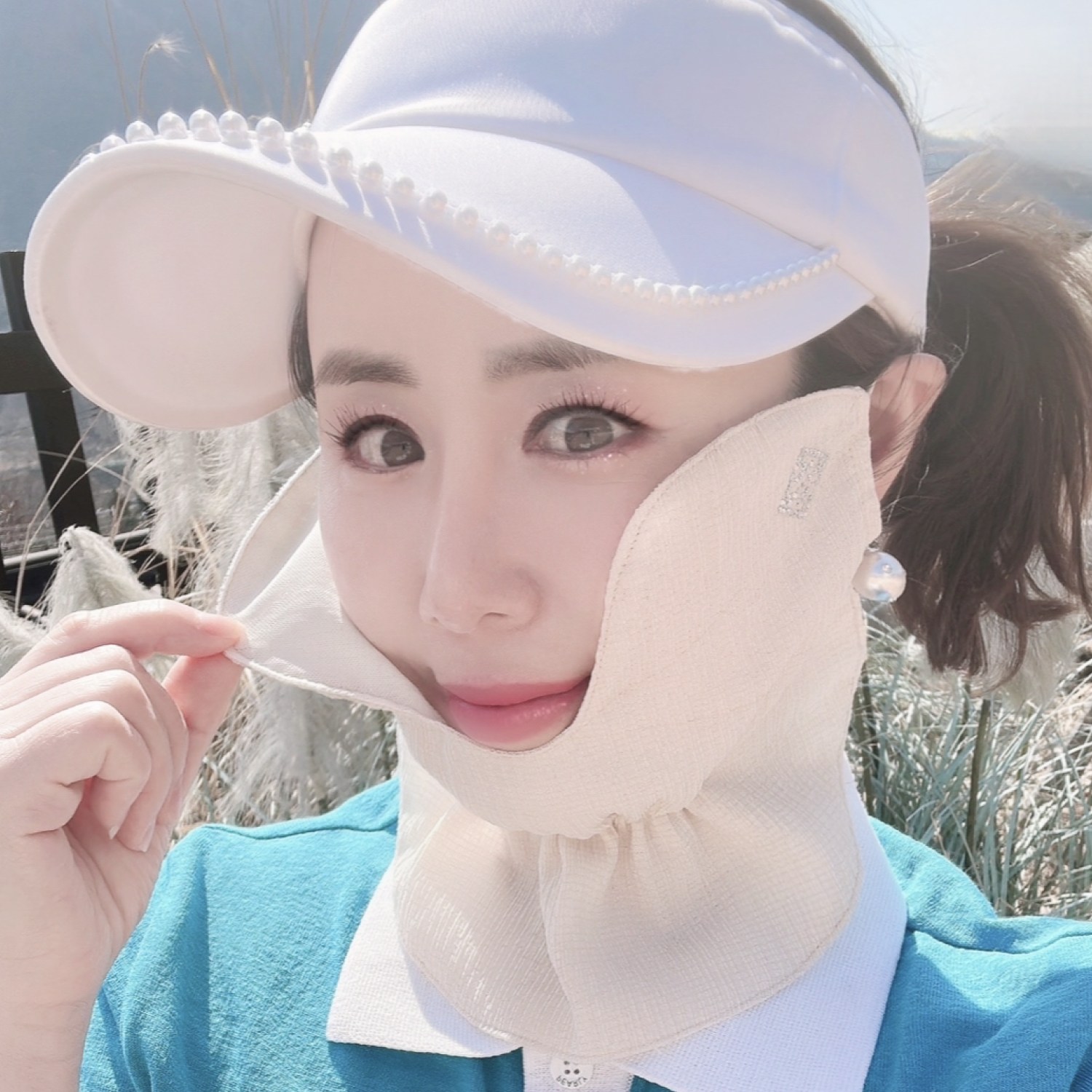 휴스토니 C2 자외선차단 천연소재 인견 볼 마스크 햇빛가리개 얼굴가리개 남성 여성 골프 자전거 등산 테니스 파크골프 스포츠, 1개 21,000원