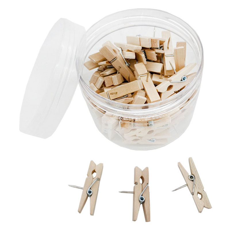 코히모 나무 압정 집게 고정 푸쉬핀 라이트 우드 4W374, 50개입, 1개 8,600원
