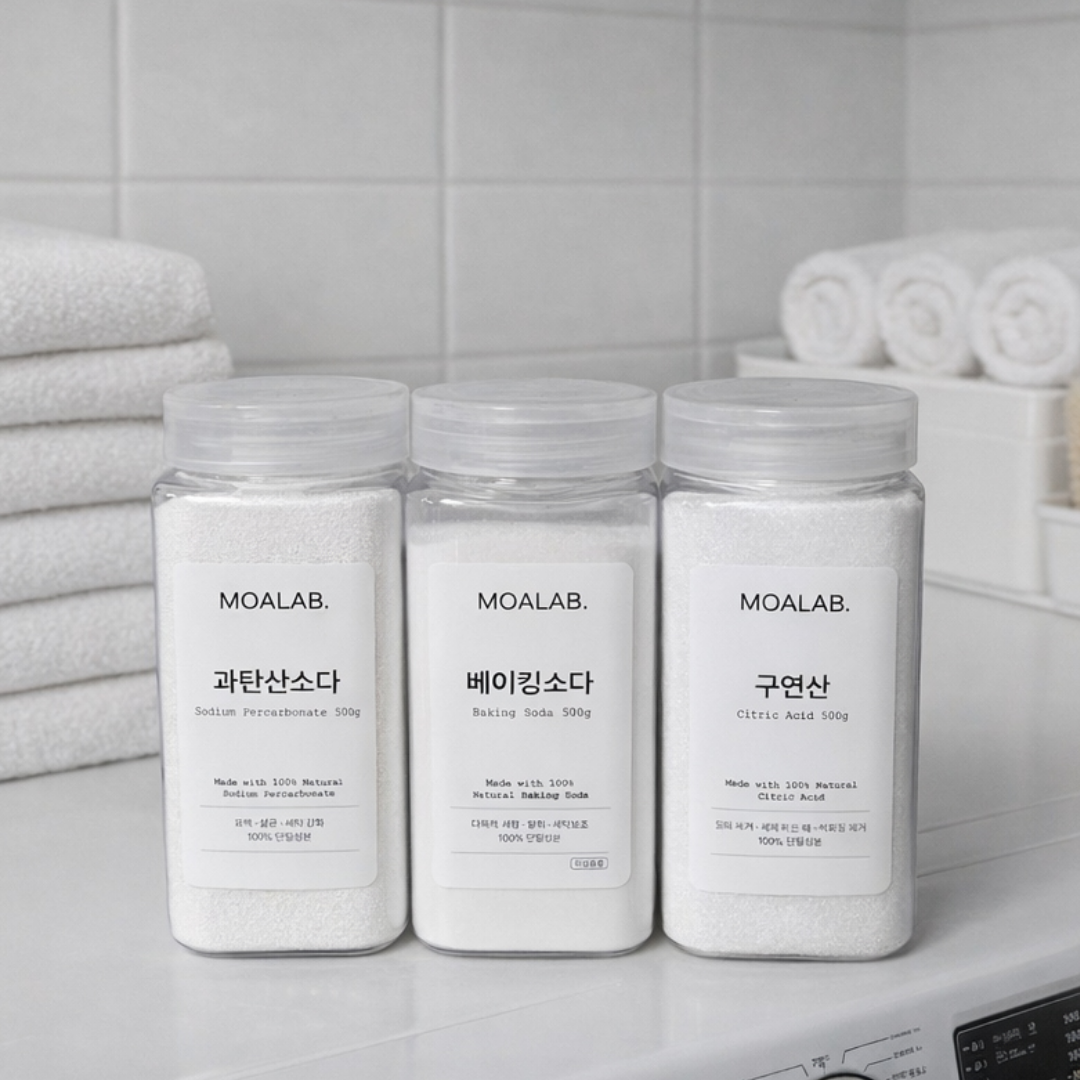 모아랩 소다3종 주방 세탁 욕실 청소 물때 베이킹소다 과탄산소다 구연산 생활필수템 500g 12,900원