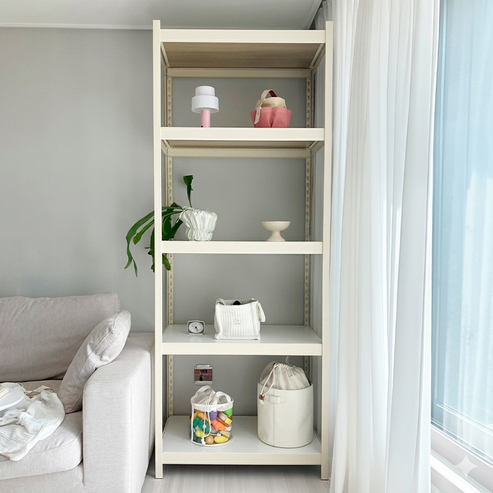 몬스터랙플러스 800x600x1800 5단 철제 선반 수납장 조립식 앵글, 아이보리, 5단 144,800원