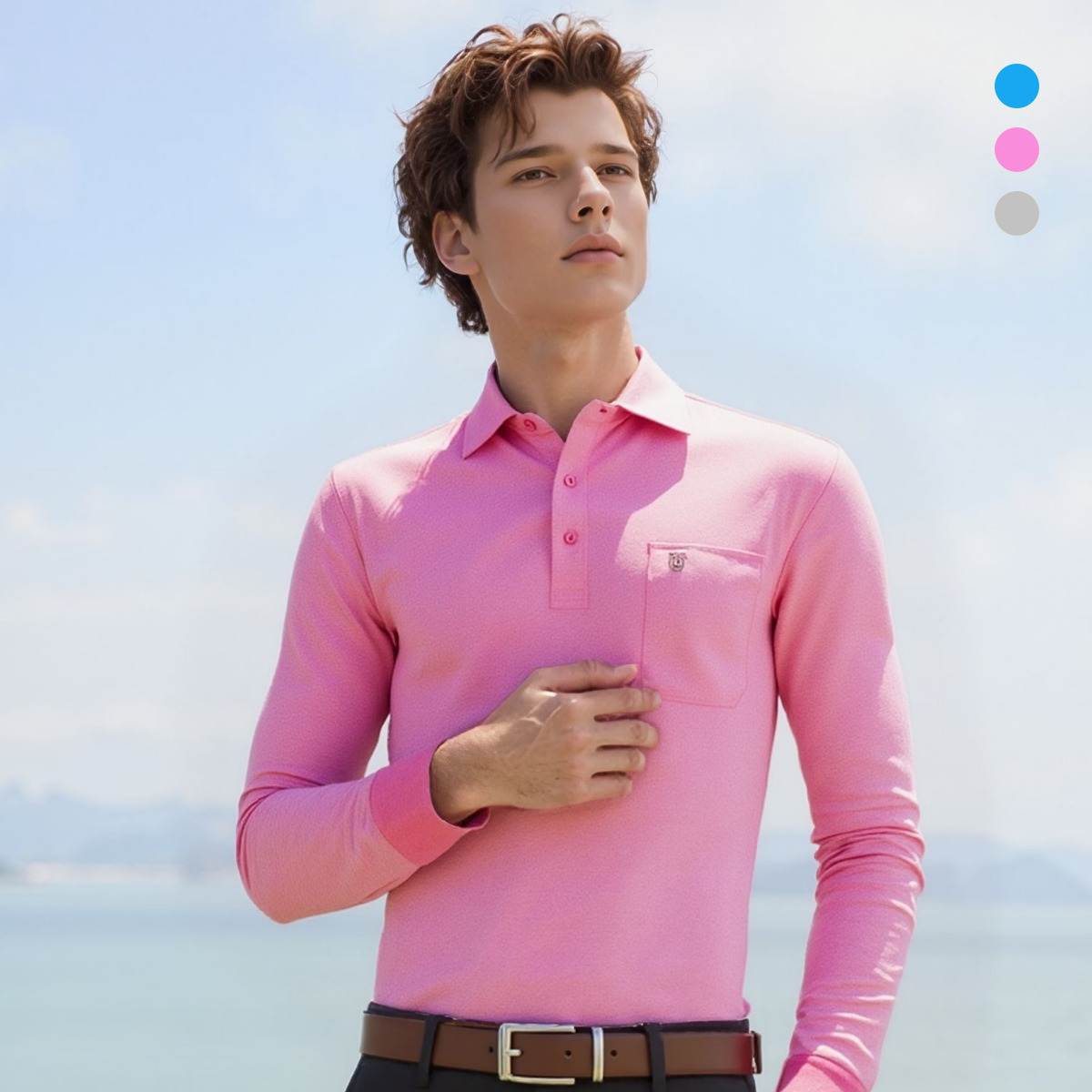 쟌피엘 남성 데일리 스트레치 무지 블루종 맨투맨 셔츠 긴팔 카라티 티셔츠 618,619,620 (3컬러) 26,900원