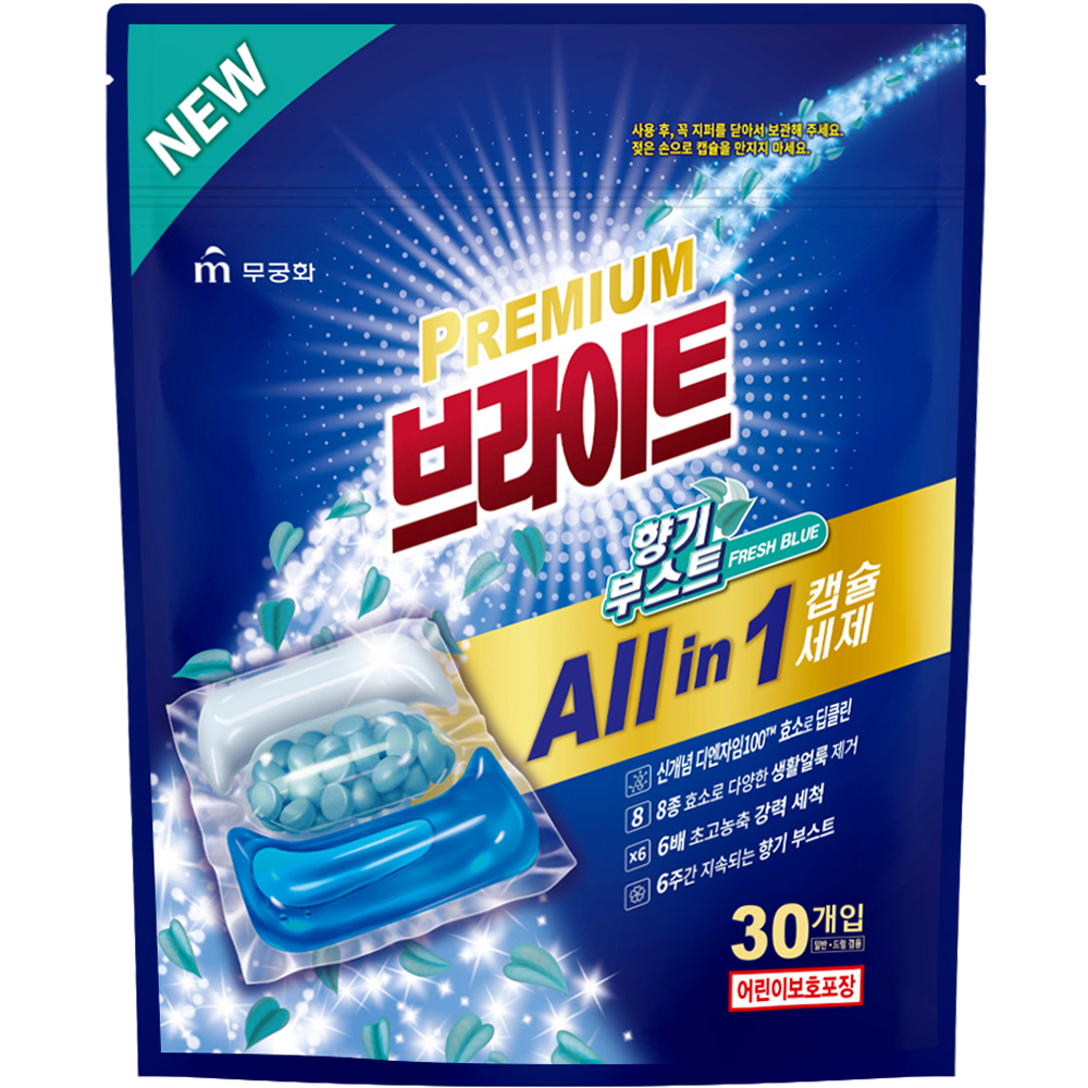 무궁화 프리미엄 브라이트 올인원 캡슐세제 향기부스트, 30개입, 1개 11,600원