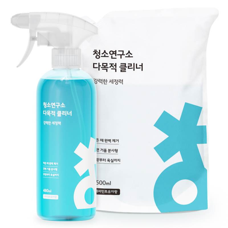 청소연구소 다목적 클리너 480ml + 리필팩 1.5L 13,900원