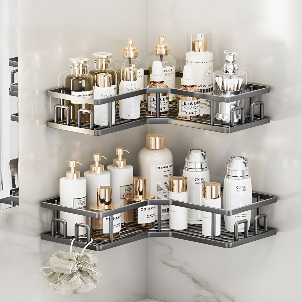 유앤아이 코너형 욕실선반 무타공 정리대, 2개 세트, 블랙 13,400원