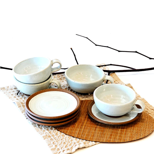 이천도자기 한방차 전통 반달 찻잔+받침 4SET 230ml, 4세트, one color 86,000원