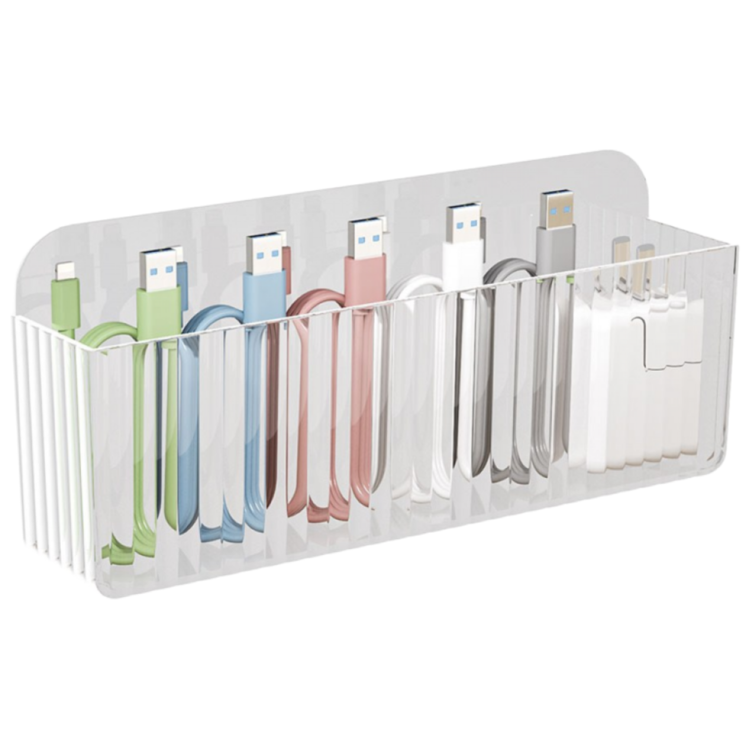 벽부착 다용도 수납박스 데이터 라인 수납함 화장품 수납함 다기능 수납함, 1개, 투명 6칸 칸막이 5,900원