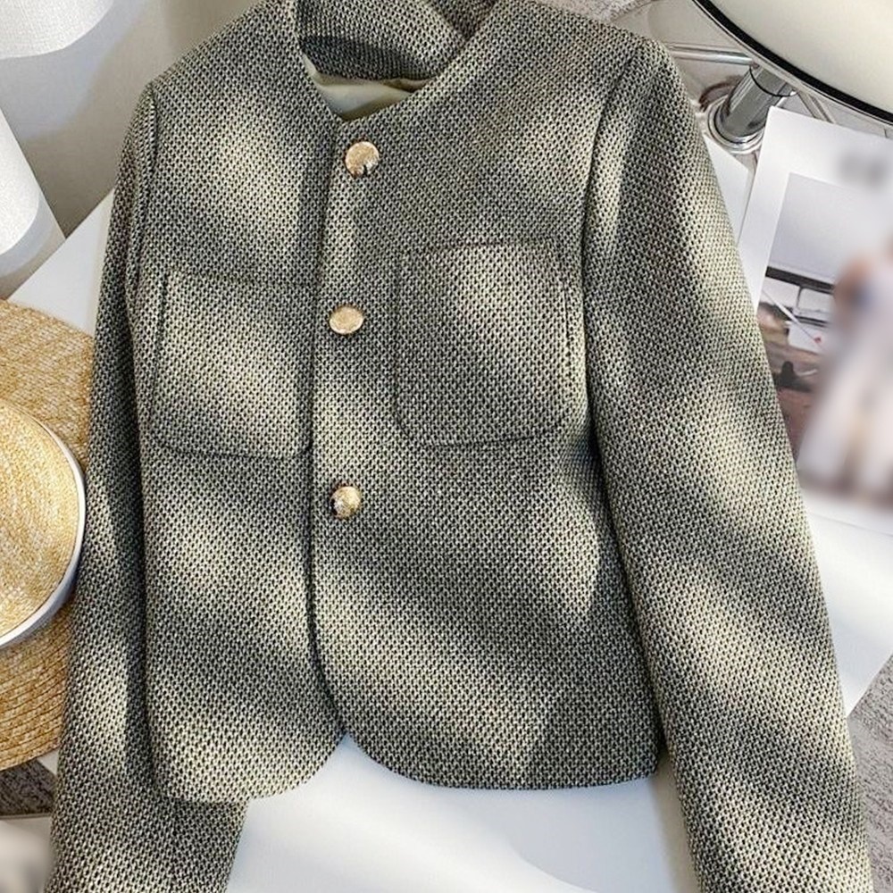 루스리더 여성 트렌디 골드버튼 포켓 트위드 자켓 V31 39,500원