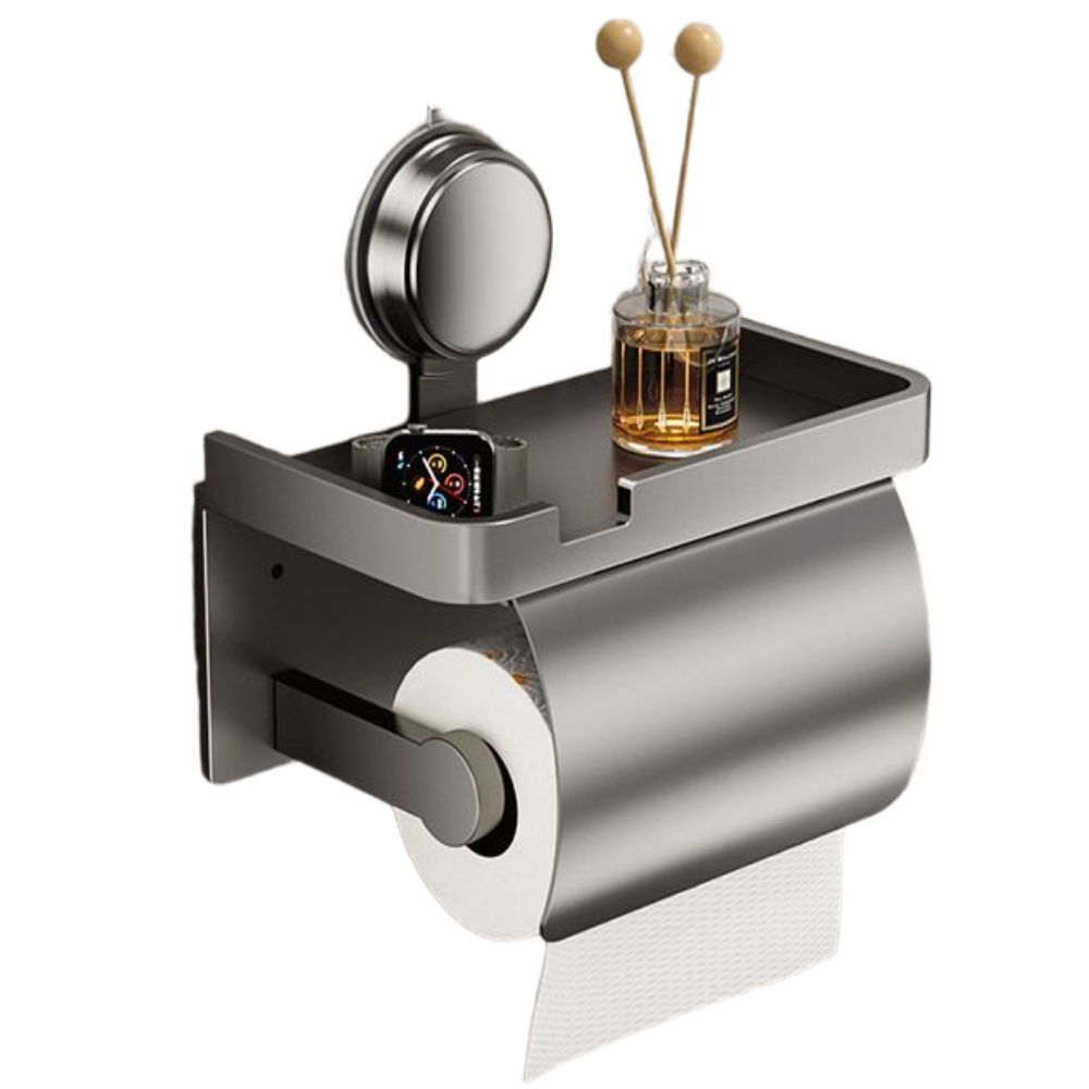 일상채움 무타공 강력 2중 흡착 화장실 휴지 걸이 덮개형, 다크 그레이, 1개 16,900원