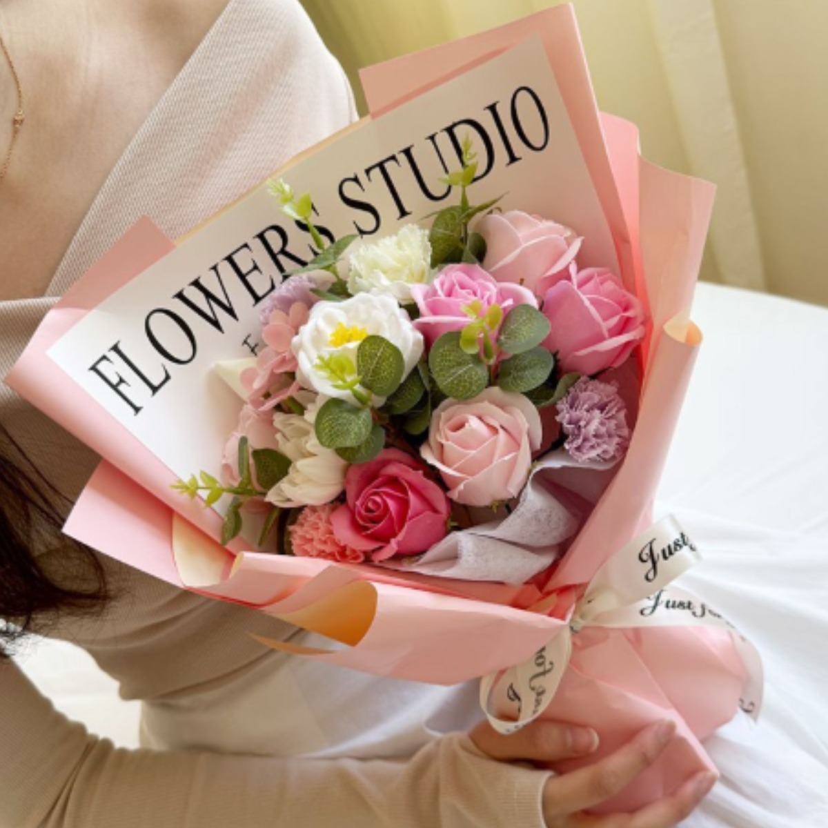 로맨틱 꽃다발 비누꽃 뷰티 장미, 핑크빛 꽃다발, 1개 18,500원