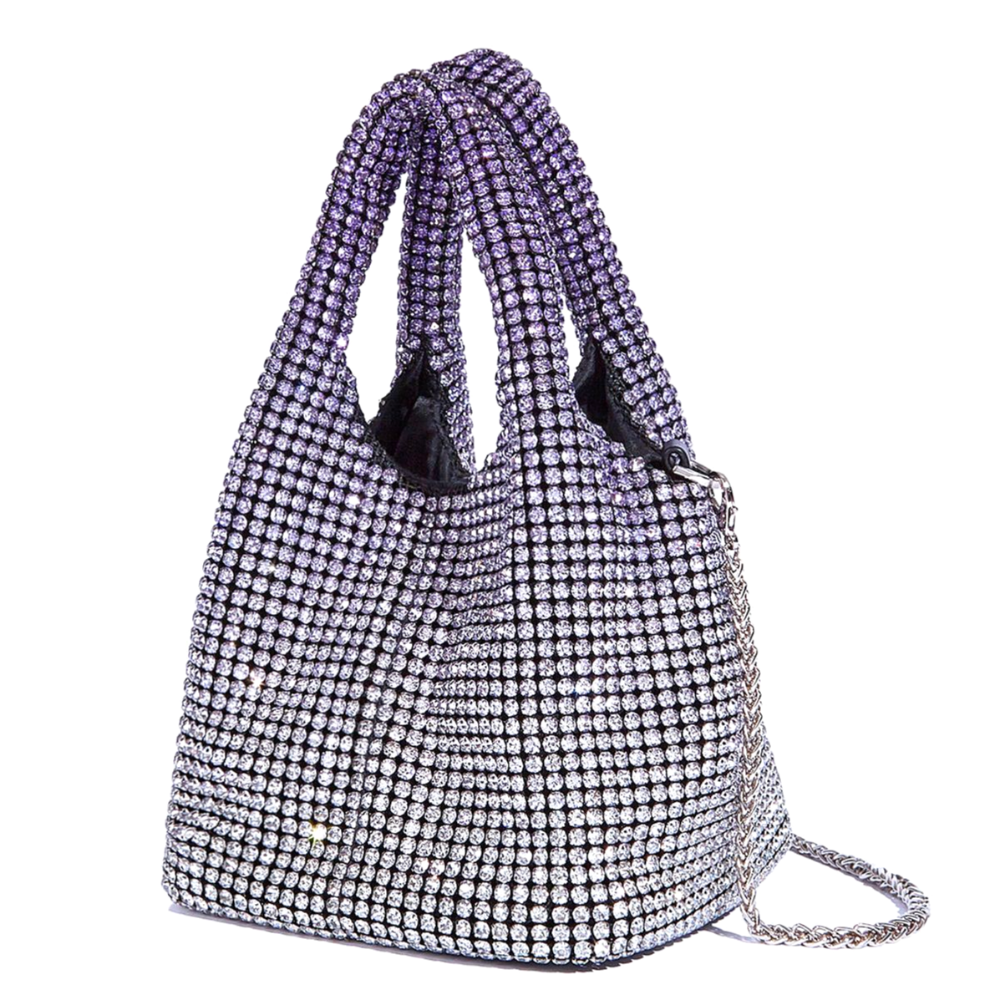 [라쥬엘] 크리스탈 큐빅 퍼플그라데이션 미니가방 숄더 토드 파티백 37,000원