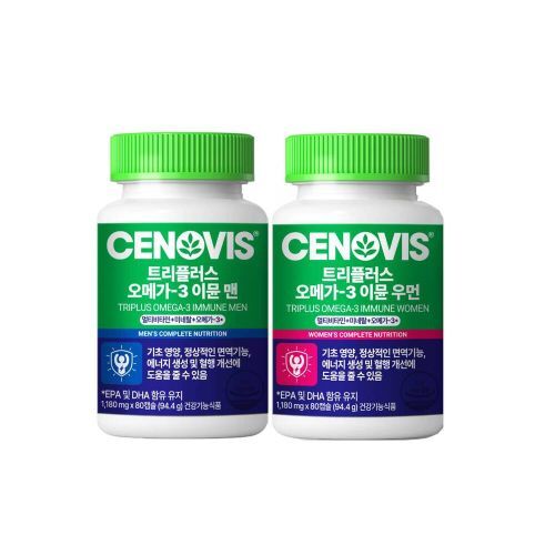 cenovis 트리플러스 오메가3 이뮨 멀티비타민 미네랄 맨우먼 커플세트 80캡슐 127,170원