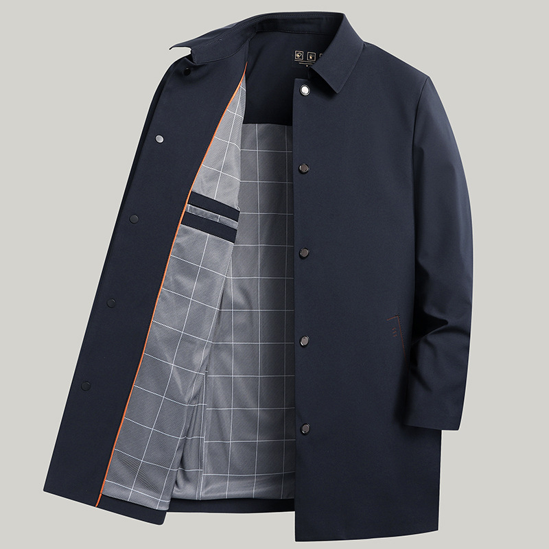 봄 가을 맞이 남성 캐주얼 비즈니스룩 하프 터틀넥 오버핏 트렌치코트 솔리드 싱글 코트 신상 68,420원