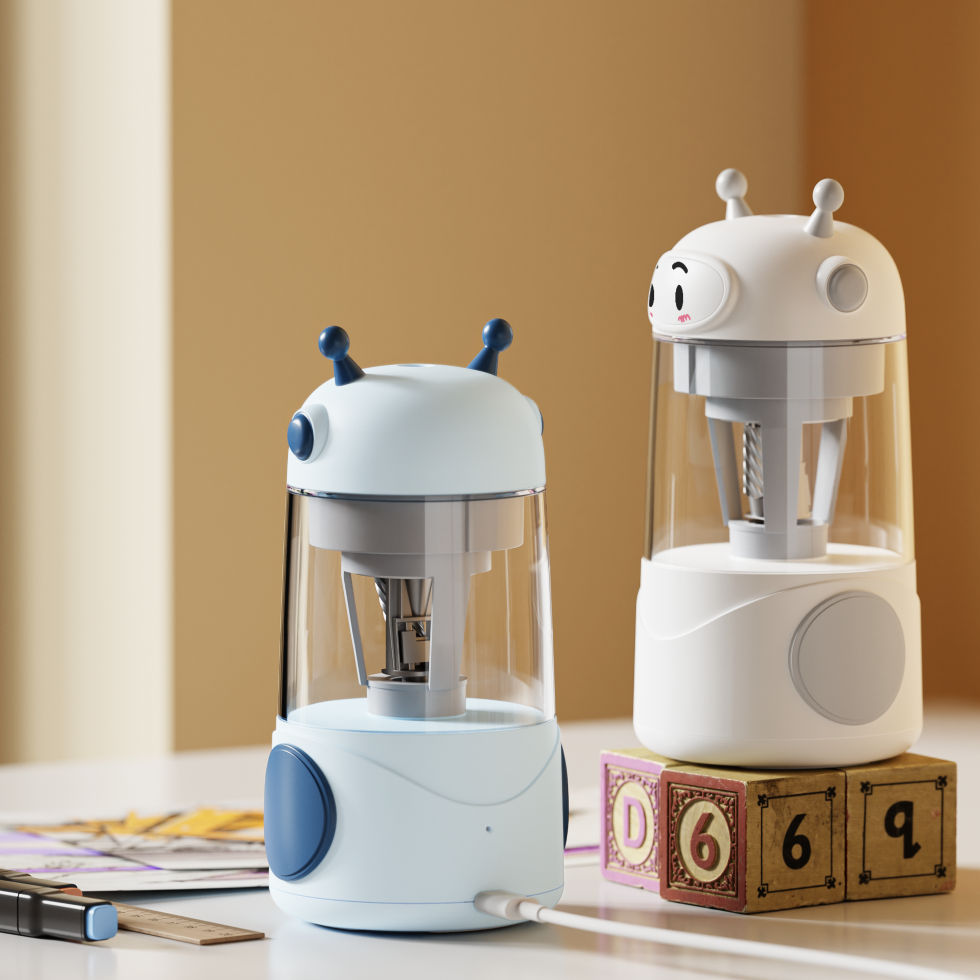 OYEAH 휴대용 귀엽다 전자동 연필깎이 급속 충전 안전 보호, 1개, 푸른 색 18,900원