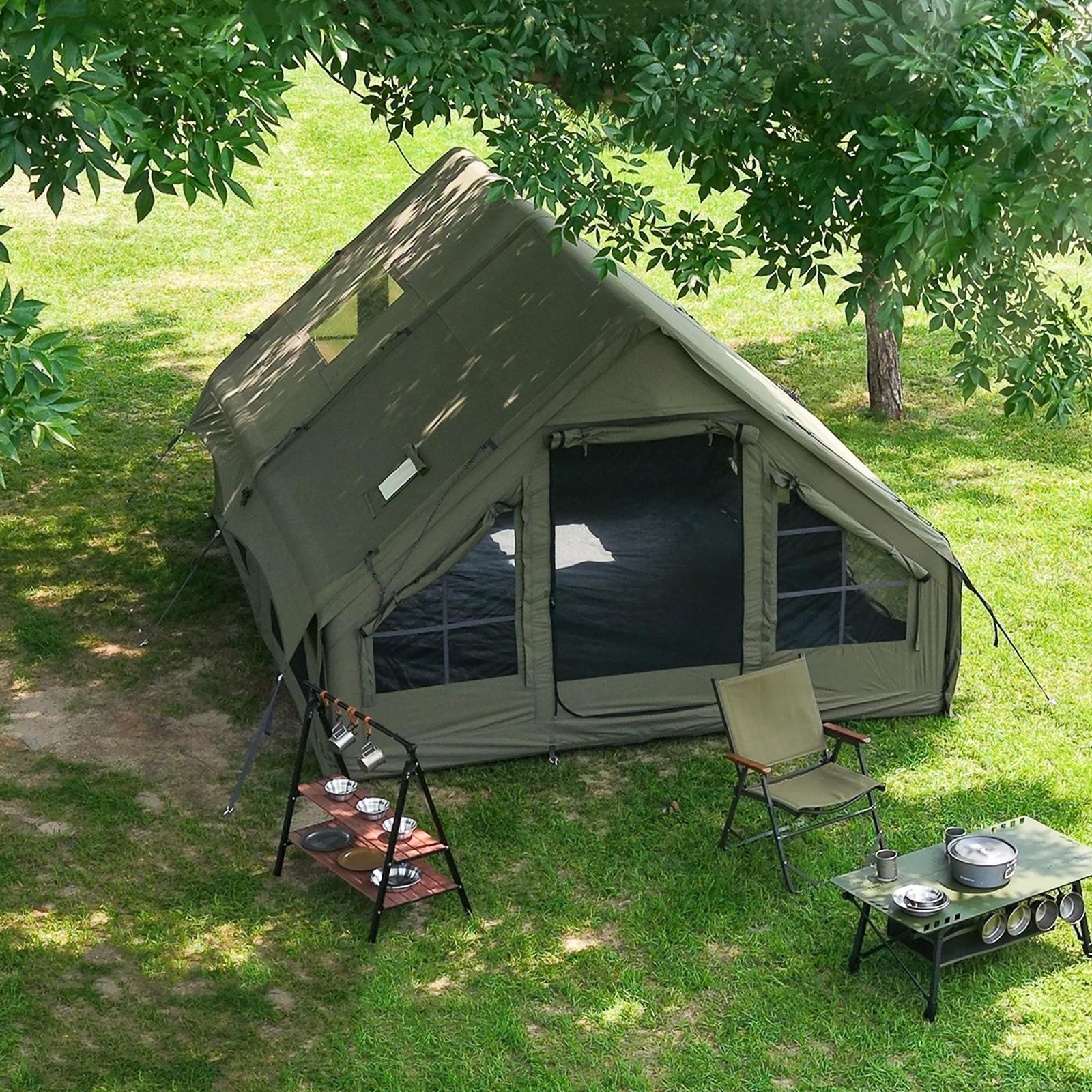 4-8인용 인플레이터블 캠핑 텐트 - 퀵설치 에어텐트, 4계절 방수 휴대용 아웃도어 텐트 (스토브 잭 포함), 메쉬 창문 & 도어, 초대형 캐노피 리빙룸 설계로 캠핑 및 야외 활동 380,000원