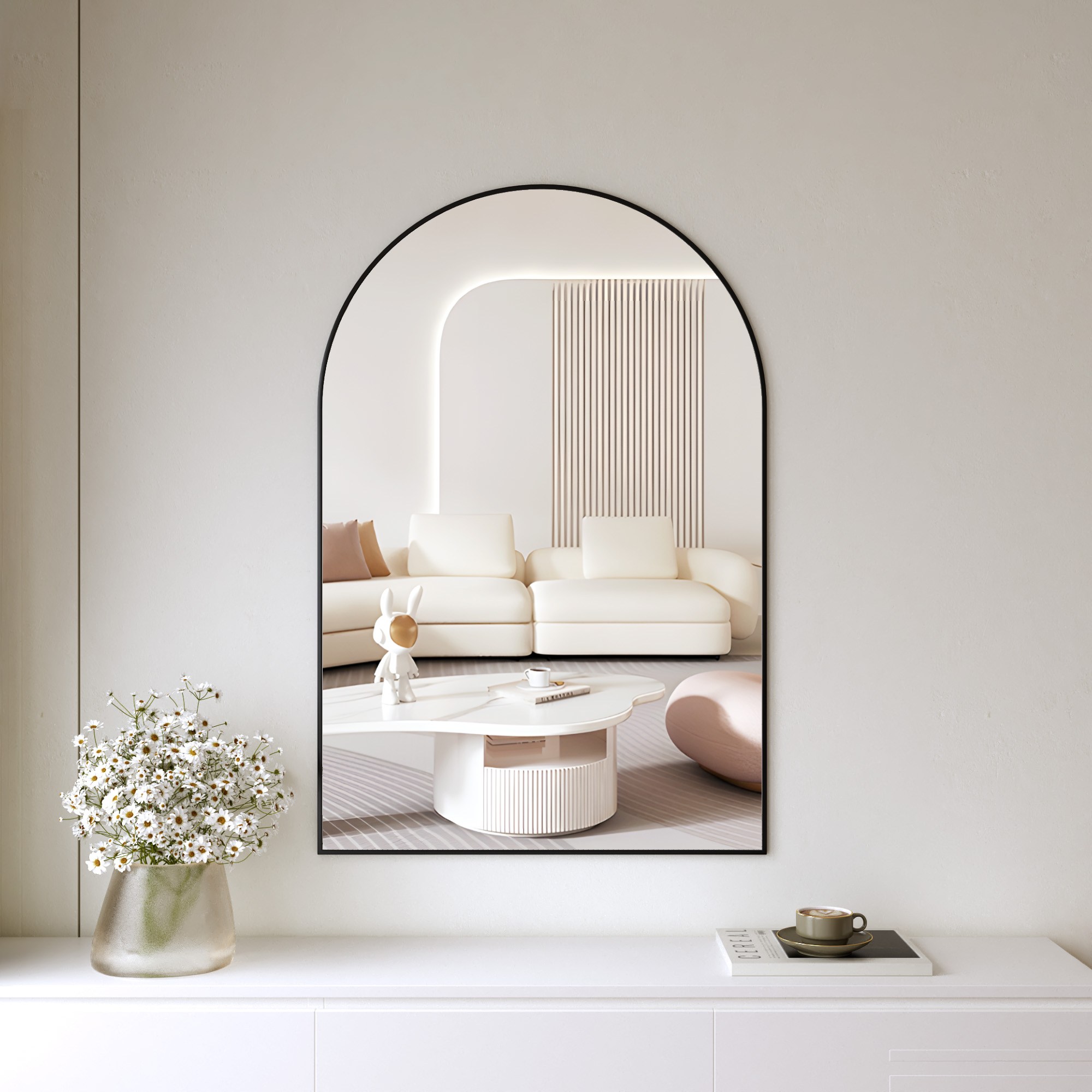 뷰티피크 아치형 벽거울 화정대거울 육실거울, 블랙41cm 59,900원