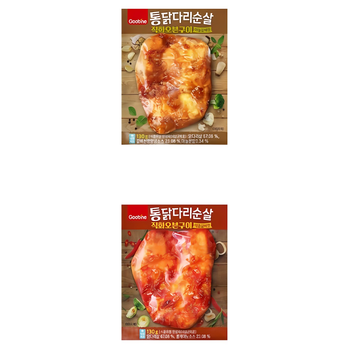 굽네 통닭다리순살 직화오븐구이 2종 혼합 14팩 맛보기(마늘갈비맛7/매콤갈비맛7), 1세트, 130g 69,510원